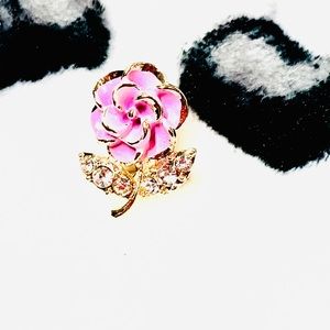 🌹 Elegant Pink Rose & Gold Earrings🌹
